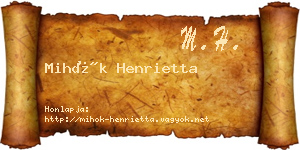 Mihók Henrietta névjegykártya